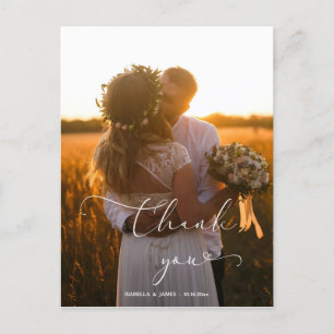 Elegant Calligraphy Heart Wedding Vielen Dank Postkarte