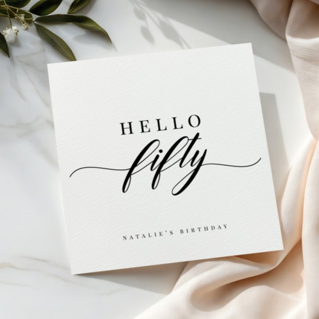 Elegant Calligraphy Hello 50 Birthday Personalized Serviette (Von Creator hochgeladen)