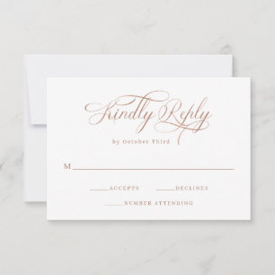 Elegant Calligraphy   Imitats Rose Gold Wedding RSVP Karte
