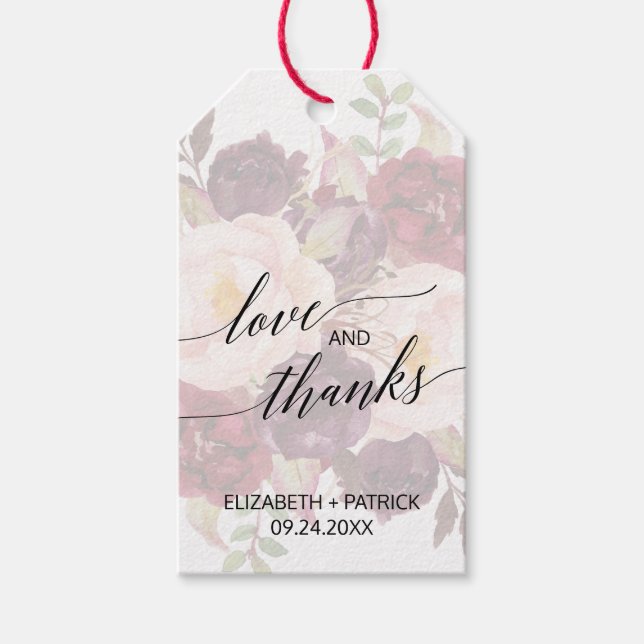 Elegant Calligraphy | Liebe und Dank für verblasst Geschenkanhänger (Vorderseite)