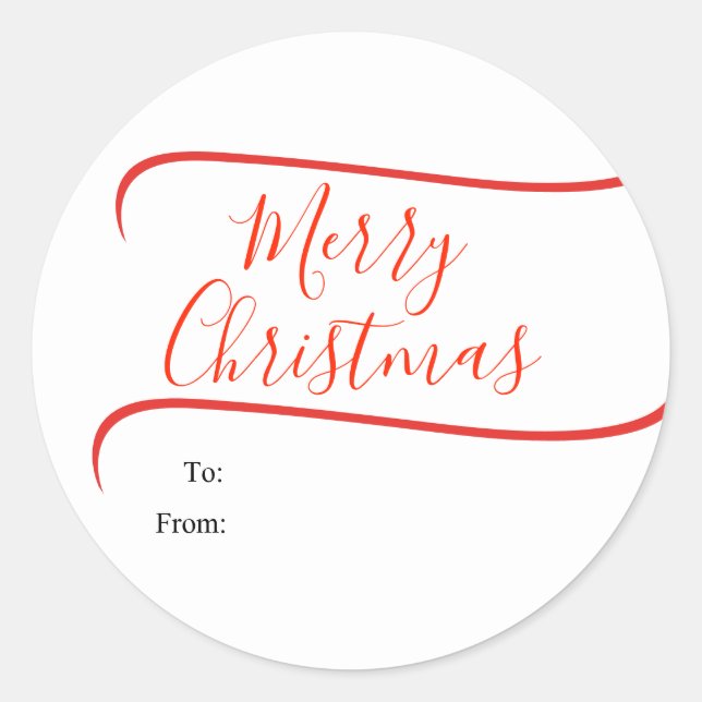 Elegant Calligraphy Merry Christmas Gift Runder Aufkleber (Vorderseite)