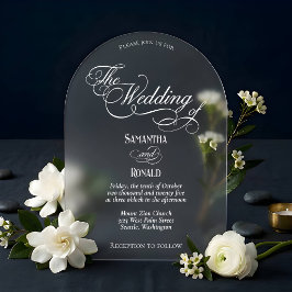 Elegant Calligraphy Minimalist White Text Wedding Acryleinladungen