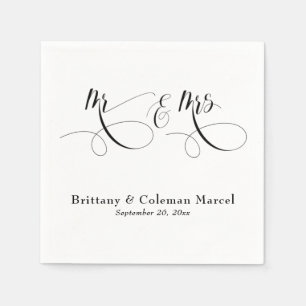 Elegant Calligraphy Mr & Mrs. Wedding Napkins Serviette
