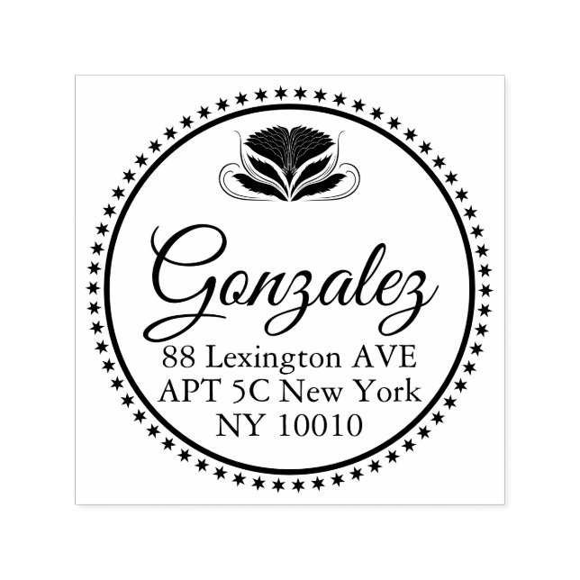 Elegant Calligraphy Name Address Rubber Stamp Permastempel (Design)