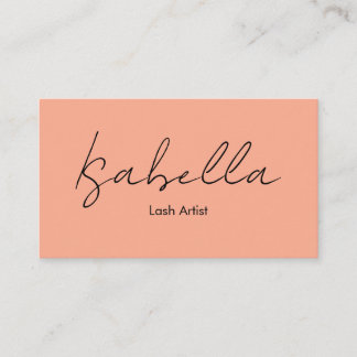 Elegant Calligraphy Peach Lash Artist Visitenkarte