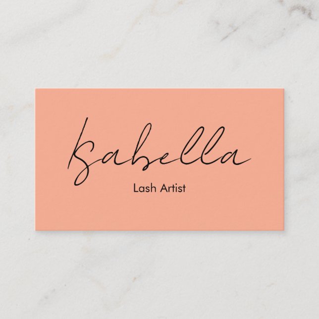 Elegant Calligraphy Peach Lash Artist Visitenkarte (Vorderseite)