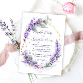 Elegant Calligraphy Purple Lavender Floral Wedding Einladung