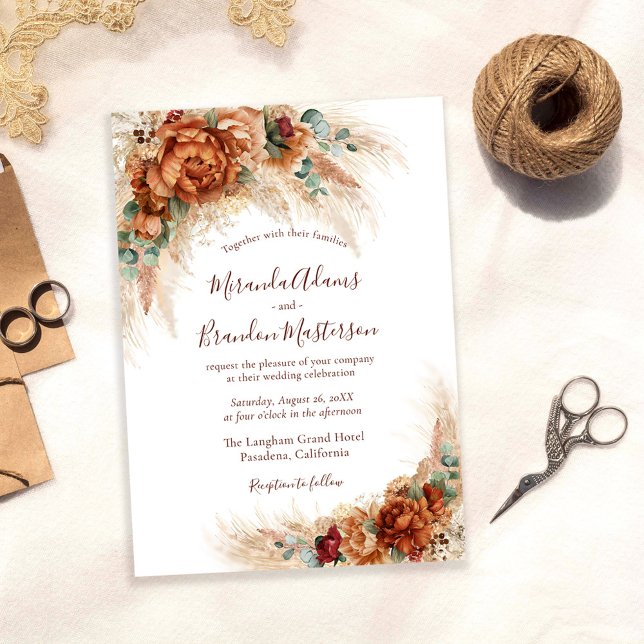 Elegant Calligraphy Romantic Floral Boho Wedding Einladung (Von Creator hochgeladen)