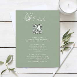 Elegant Calligraphy Sage Green Wedding Details Begleitkarte