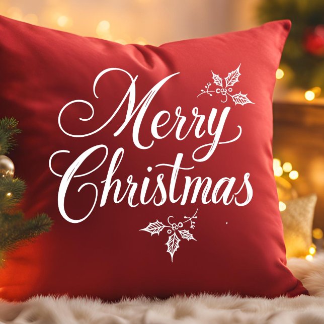 Elegant Calligraphy Script Frohe Weihnachten Kissen (Von Creator hochgeladen)