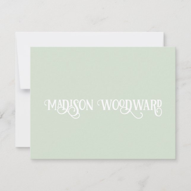 Elegant Calligraphy Script Pastel Green Mitteilungskarte (Vorderseite)