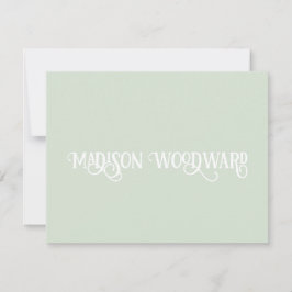 Elegant Calligraphy Script Pastel Green Mitteilungskarte