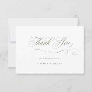 Elegant Calligraphy Script Sage Green Vielen Dank Einladung