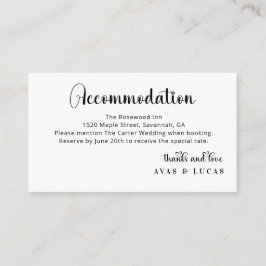 Elegant Calligraphy Script Wedding Accommodations Begleitkarte