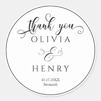 Elegant Calligraphy Script Wedding Vielen Dank Runder Aufkleber