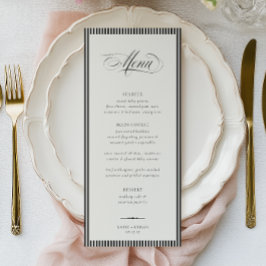 ELEGANT Calligraphy-Streifen-Hochzeit Menükarte
