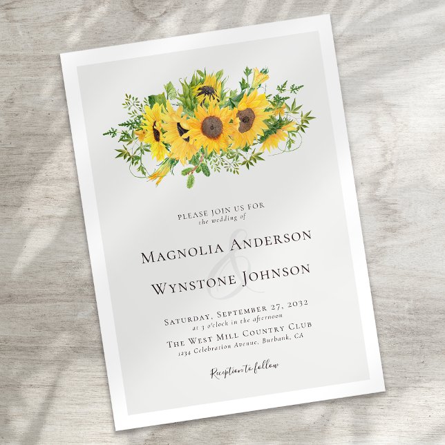 Elegant Calligraphy Sunflower Wedding  Einladung (Von Creator hochgeladen)