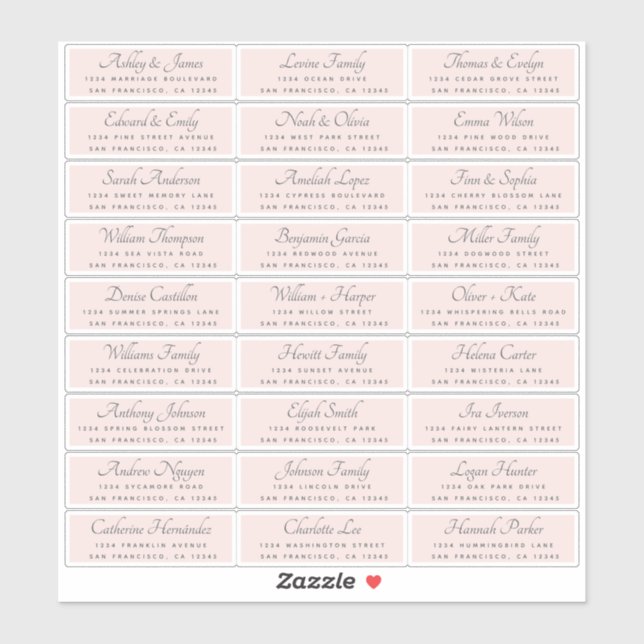 Elegant Calligraphy Wedding Guest Address Labels (Blatt)