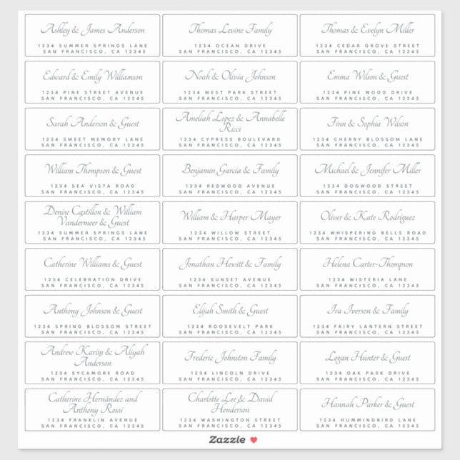 Elegant Calligraphy Wedding Guest Address Labels (Blatt)