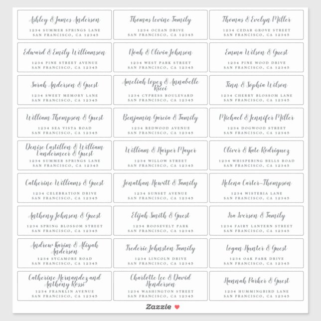 Elegant Calligraphy Wedding Guest Address Labels (Blatt)