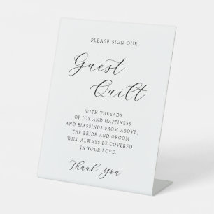 Elegant Calligraphy Wedding Guest Quilt Pedestal Sockelschild