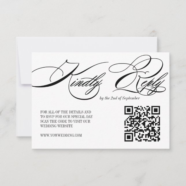 Elegant Calligraphy Wedding QR Code RSVP card (Vorderseite)
