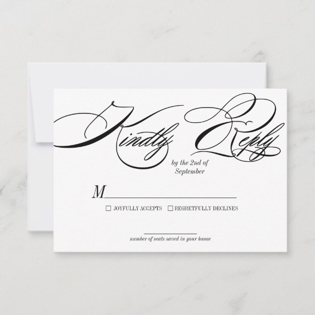 Elegant Calligraphy Wedding RSVP card Karte (Vorderseite)