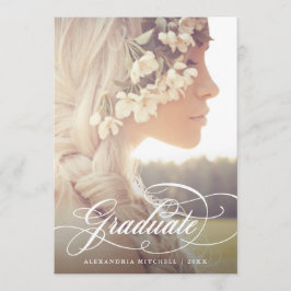 Elegant Calligraphy | Zweite Foto-Graduierungspart Einladung