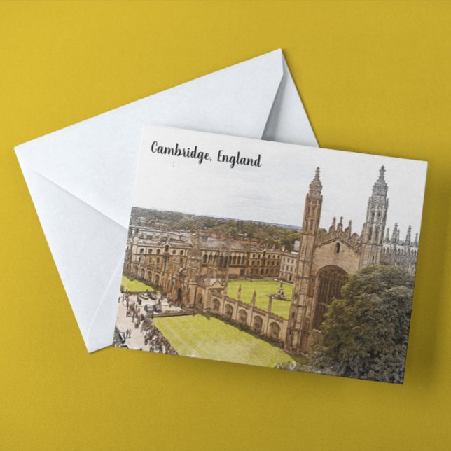 Elegant Cambridge England UK Panorama View Postkarte (cambridge england postcard)
