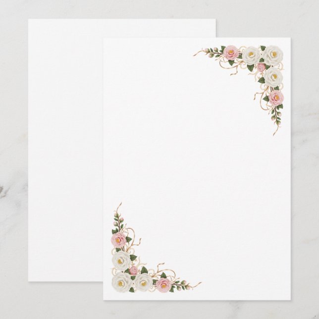 Elegant Camellia Floral Wedding Background Einladung (Vorne/Hinten)