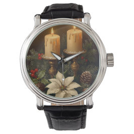 Elegant candle Christmas festive warm winter Armbanduhr
