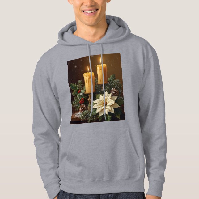 Elegant candle christmas holly pine warm festive  hoodie (Vorderseite)