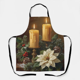 Elegant candle Christmas holly pine warm festive  Schürze