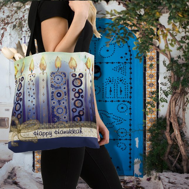 Elegant Candles Happy Hanukkah Tasche (Elegant Candles Happy Hanukkah Tote Bag)