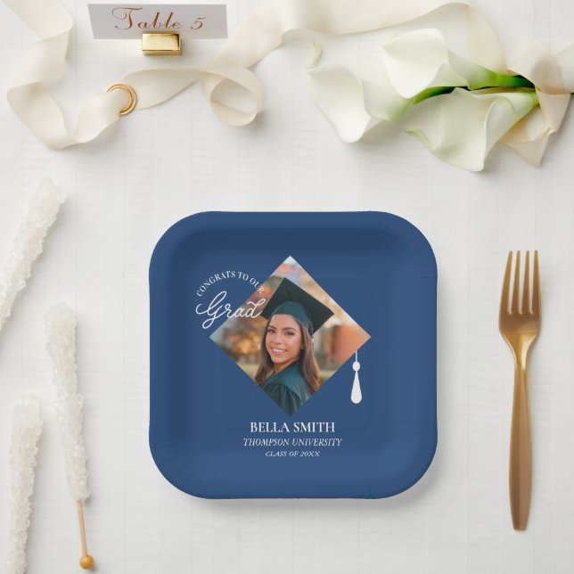 Elegant Cap Topper Custom Graduate Photo Keepsake  Pappteller (Hochzeit)