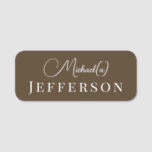 Elegant Carafe Brown Chic Handwriting Beruflich Namensschild