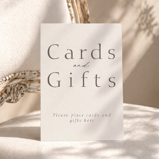 Elegant Cards and Gifts Sign, Minimalist Wedding Einladung
