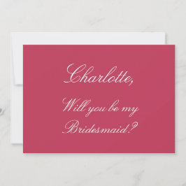 Elegant Carmine Magenta Bridesmaid Vorschlagskarte Einladung