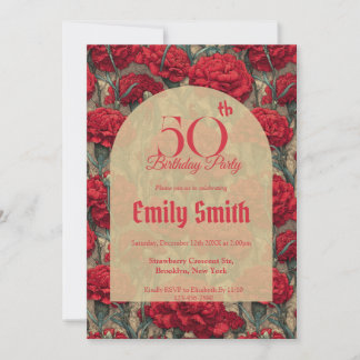 Elegant Carnation Accent Adult Birthday Einladung