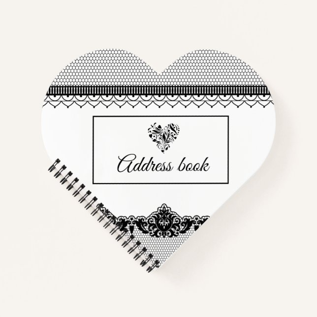 Élégant Carnet d'adresses du Mariage Black Lace Br (Devant)