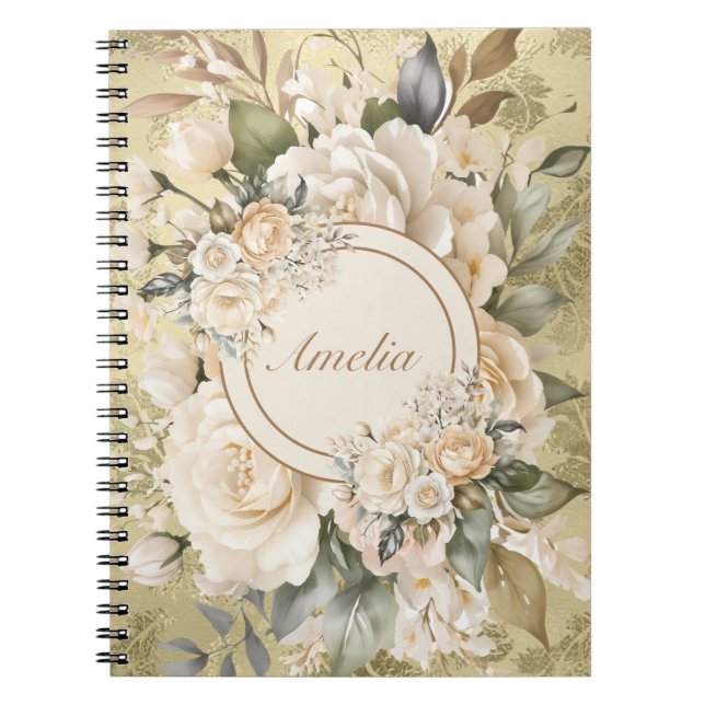 Elégant Carnet de bouquet floral aquarelle (Devant)