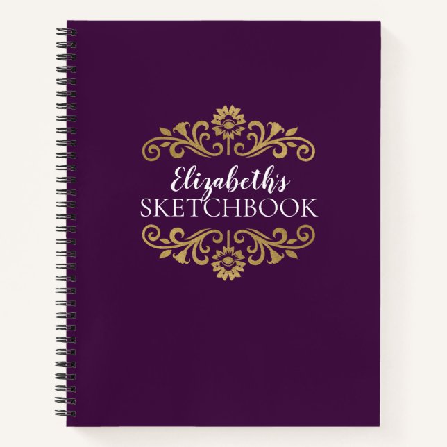 Élégant Carnet de carnet de croquis violet de mono (Devant)