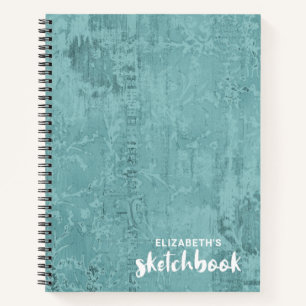 Elégant carnet de croquis Turquoise personnalisé V