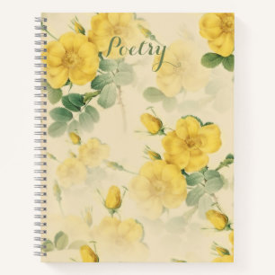 Elégant Carnet de Poésie Fleurs Jaunes
