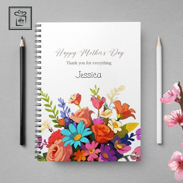 Élégant Carnet floral dynamique sur mesure (Happy Mother's Day Notebook)