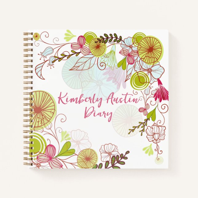 Élégant Carnet floral en rose français (Devant)