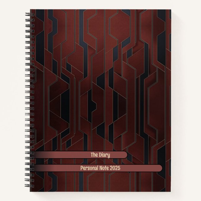 Elégant Carnet géométrique en spirale foncé (Devant)