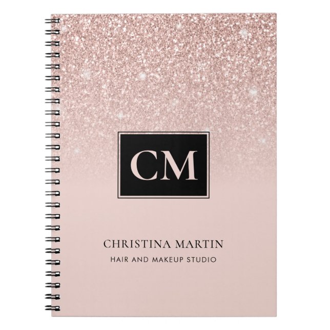 Élégant Carnet Monogramme Ombre de Parties scintil (Devant)