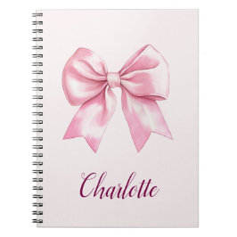 Élégant Carnet Spiral Personnalisé Pink Bow