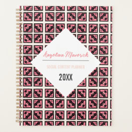 Élégant Carré noir et rose Fleurs Motif